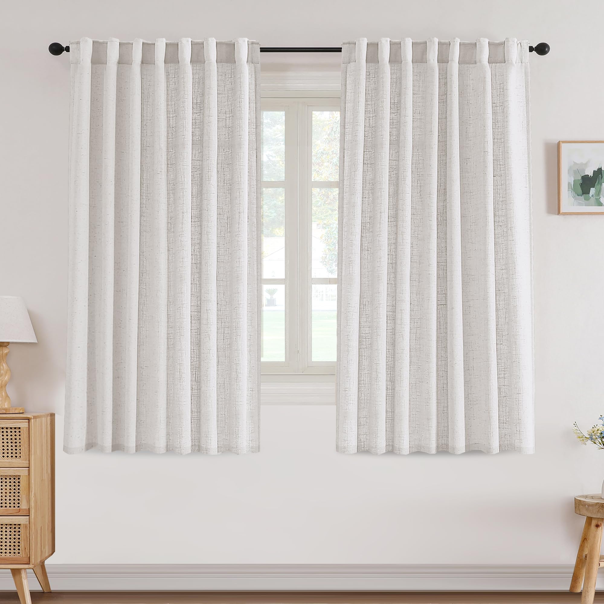 Amazon.com: H.VERSAILTEX Linen Curtains 63 Inch Length 2 Panels